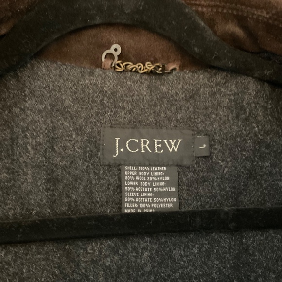 J.Crew Suede Brown Leather with Wool Lining Jacket Size Large - Picture 9 of 11
